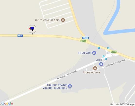 Схема рекламної площини за адресою м. Буча, траса М07, км 24+750 право, вул. Шевченка, в'їзд в Гостомель з Бучі,  500м до разв'язки Ірпінь -Гостомель- Київ