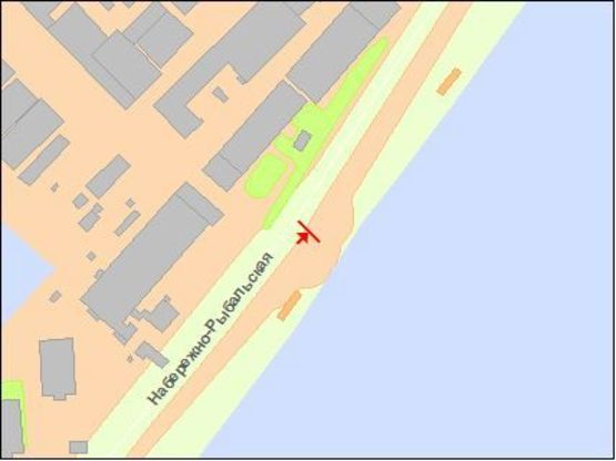 Схема рекламної площини за адресою Набережнo-Рыбальская ул., 23 м от Подольско-Воскресенского моста к пр. Московский