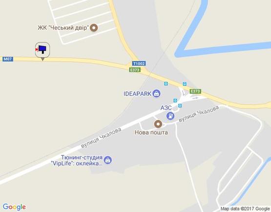 Схема рекламної площини за адресою м. Буча, траса М07, км 24+650 ліво, вул. Шевченка, в'їзд в Гостомель з Бучі,  500м до разв'язки Ірпінь - Гостомель - Київ