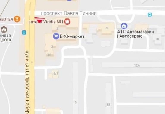 Схема рекламной плоскости по адресу Днепровская набережная - Павла Тычины пр.