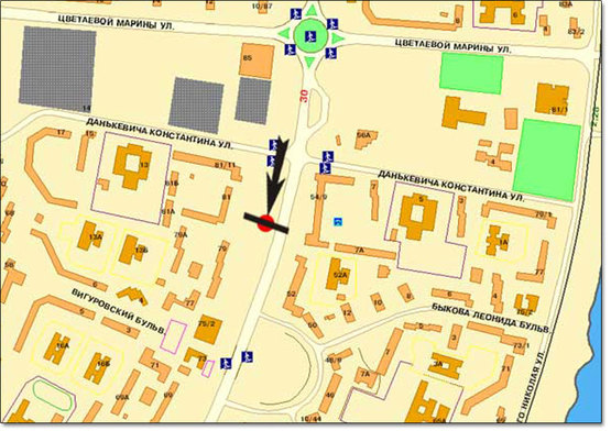 Схема рекламної площини за адресою пр.Маяковского,81 возле Биллы,  направление на пр.Ватутина