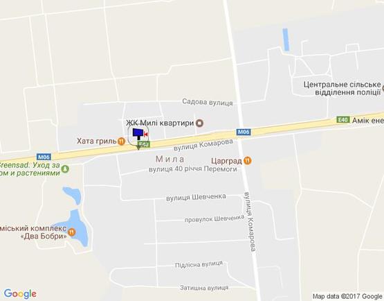 Схема рекламной плоскости по адресу с. Мила, траса М-06 Київ-Чоп (Житомир), км 26+200 ліво