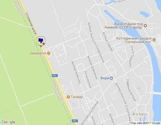 Схема рекламной плоскости по адресу Конча-Заспа, траса Р-02, км 29+000 право, котедж. містечко "РОМАНОВО", комплекс "Сезони SPA", ресторан "Giardino", супермаркет "Wine Time"