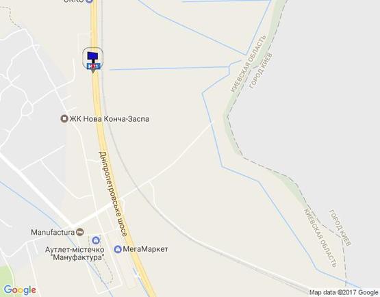 Схема рекламной плоскости по адресу Дніпровське шосе, Сад. Центр "Интерфлора", "Киев-Обухов", км 23+000 право