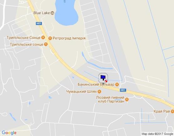 Схема рекламной плоскости по адресу Новообухівська траса, перед рестораном "Матрешка", км 28+050 лево