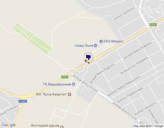 Схема рекламної площини за адресою м. Буча, траса М07, км 30+050 ліво, вул. Нове Шосе, біля ТЦ Модуль, Нова Лінія, ЕКО Маркет