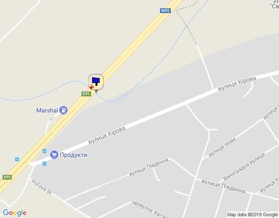 Схема рекламной плоскости по адресу с. Чабани, траса М-05 Київ-Одеса, км 16+230 ліво