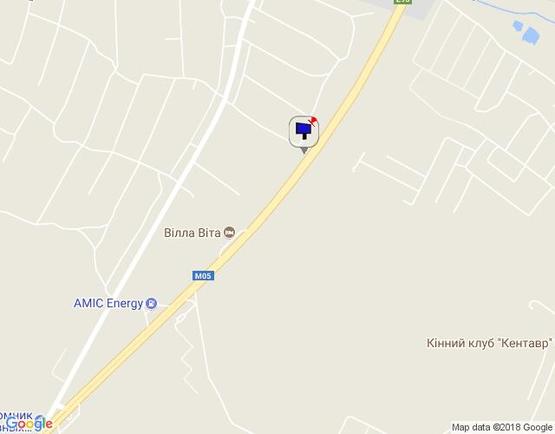 Схема рекламной плоскости по адресу с. Віта-Поштова, траса М-05 Київ-Одеса, км 20+570 право