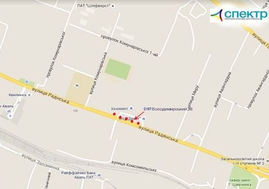 Схема рекламной плоскости по адресу проспект Володимирський,98
