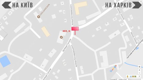 Схема рекламної площини за адресою вул.  Котляревського, 1 біля центральної лікарні