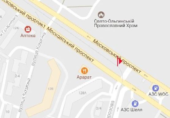 Схема рекламної площини за адресою Московский пр. - Морозова ул. (в центр)