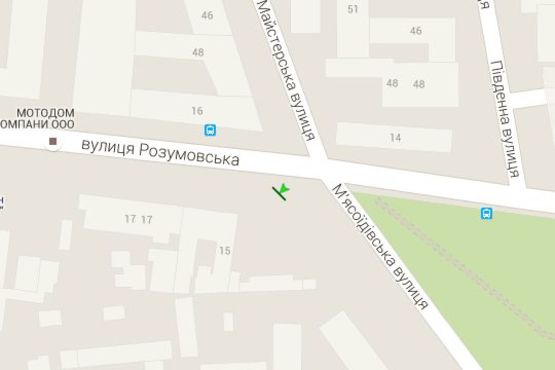 Схема рекламної площини за адресою Розумовська вул. - М`ясоїдівська вул.