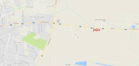 Схема рекламной плоскости по адресу Об'їзна Н-02, Виїзд на Тернопіль 11 км, з Тернополя в сторону Винників