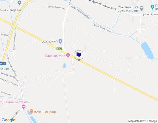 Схема рекламной плоскости по адресу Обїздна М-10, З.О. м. Львова, Панська Гора в сторону ТРЦ King Cross Leopolis 3