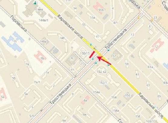 Схема рекламної площини за адресою Харьковское шоссе, возле ул.Тростянецкой, к Ленинградской пл.