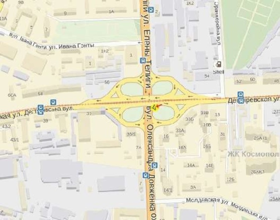 Схема рекламної площини за адресою Довженка ул.16, развязка с ул.Дегтяревской 1, со стороны ул.Дегтяревской, ст.м.Лукьяновка