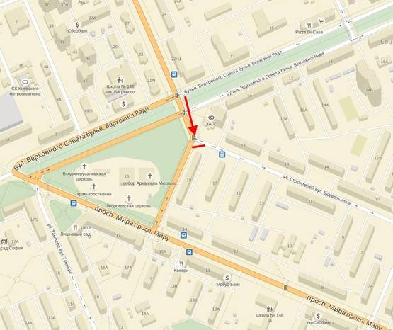 Схема рекламной плоскости по адресу Будівельників вул., 19