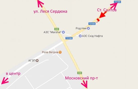 Схема рекламної площини за адресою Салтовское шоссе -развязка с окружной-3- въезд в город со ст. Ст. Салтова