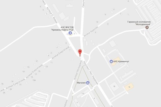 Схема рекламной плоскости по адресу просп. Л.Украинки (просп. 50-лет. Октября), перекресток с ул. Молодежной, ул. Свиштовской, район АЗС "УкртатНафта"