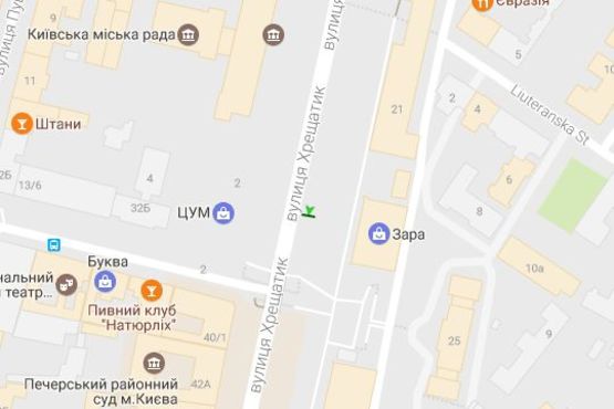 Схема рекламной плоскости по адресу Хрещатик вул., 23 (магазин "ZARA") № 1