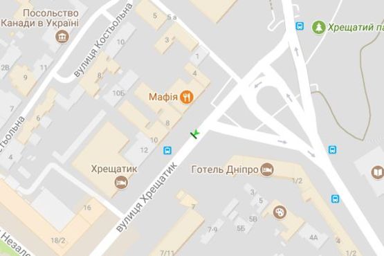 Схема рекламної площини за адресою Хрещатик вул., 8 (вихід з підземного переходу, банк "Хрещатик") (№1)