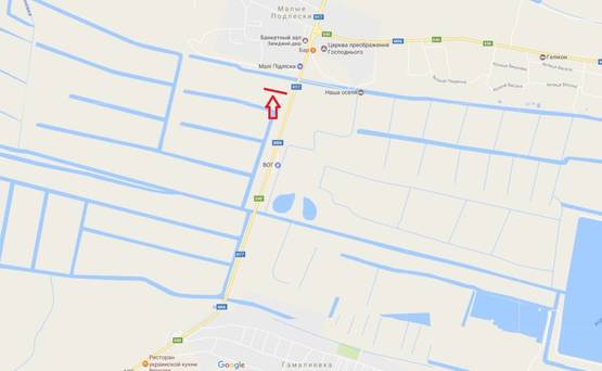 Схема рекламної площини за адресою Об'їзна М-06, Київ-Чоп, на вїзді в с.Малі Підліски в сторону Київа (правий)