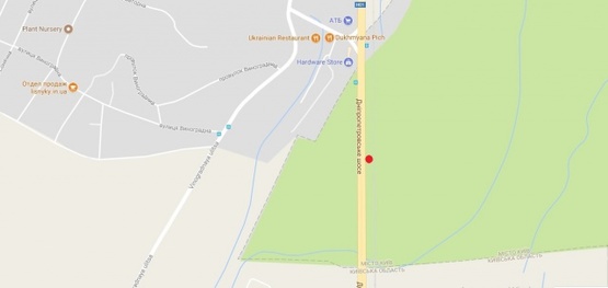 Схема рекламної площини за адресою Новообуховская трасса (Днепропетровское шоссе), в направлении г.Киев после ТЦ "Мегамаркет",5км+100метров, правая