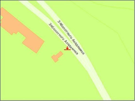 Схема рекламной плоскости по адресу Заболотного ул., 565м от ул. Ак. Лебедева в напр. от Одесской пл