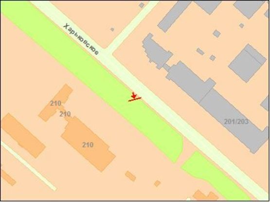 Схема рекламної площини за адресою Харькoвскoе шoссе 210 к Бориспольской пл