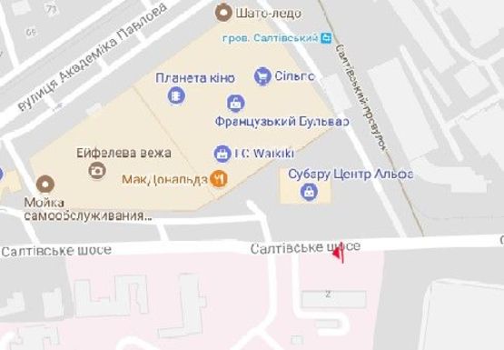 Схема рекламної площини за адресою Салтовское шоссе, 2