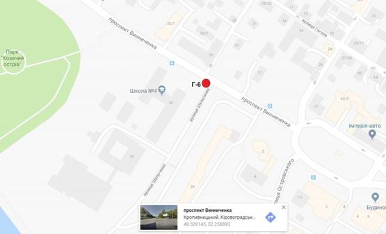 Схема рекламной плоскости по адресу Пр-т Винниченко - Калинина