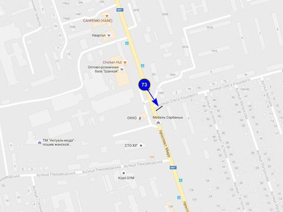 Схема рекламної площини за адресою просп. Мира х ул. Кошевого