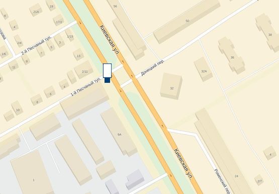 Схема рекламної площини за адресою перекресток ул. Киевской и тупика 1-го Песчаного (в сторону мемориала "Вечно Живым")