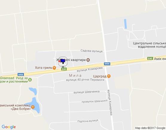 Схема рекламной плоскости по адресу с. Мила, траса М-06 Київ-Чоп (Житомир), км 26+200 право