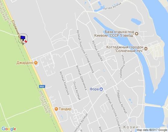 Схема рекламной плоскости по адресу Конча-Заспа,  траса Р-02, км 28км+750 право, ресторан "Giardino", супермаркет "Wine Time", зупинка "Козин-1"