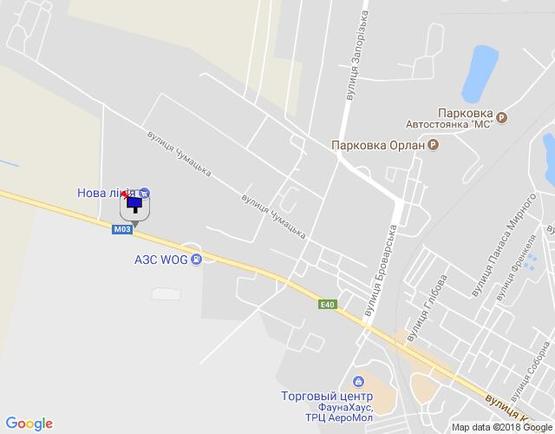 Схема рекламной плоскости по адресу м. Бориспіль, траса М 03, км 34+500 ліво, вул. Київський шлях, 1, біля " Нової Лінії"