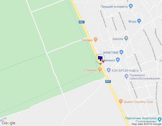 Схема рекламной плоскости по адресу Конча-Заспа, траса Р-02, км 29+700 право, навпроти супермаркету "FAVORE", АЗС "БРСМ"