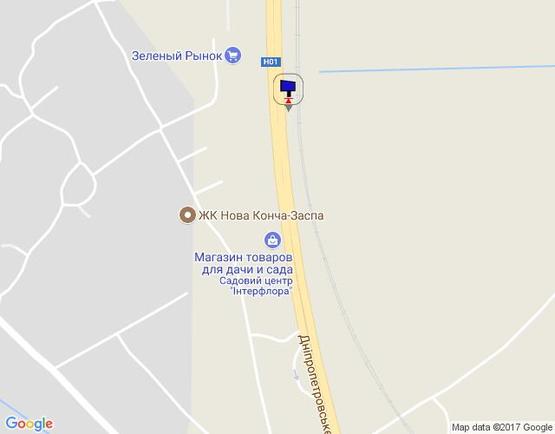 Схема рекламної площини за адресою Дніпровське шосе, "Киев-Обухов", км 22+950 лево