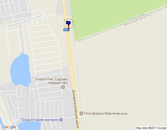 Схема рекламной плоскости по адресу Новообухівська траса, на пешеходном переходе, км 31+800 лево