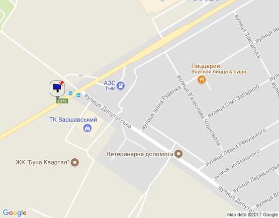 Схема рекламної площини за адресою м.Буча, траса М07, км 30+150 право,  вул. Нове Шосе- вул. Депутатська, за ТЦ Модуль, навпроти ТК Варшавський, ЖК "Буча-Квартал"