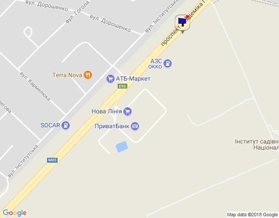 Схема рекламної площини за адресою м. Київ, проспект Академіка Глушкова, траса М-05 Київ-Одеса, км 13+600 ліво