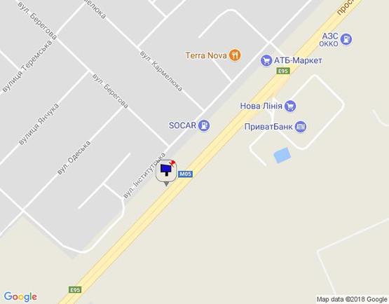 Схема рекламной плоскости по адресу с. Гатне, траса М-05 Київ-Одеса, км 14+290 право