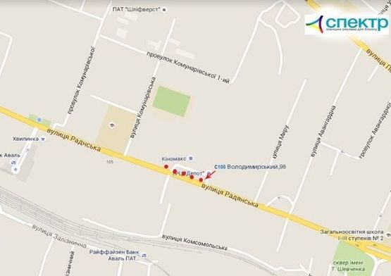 Схема рекламної площини за адресою проспект Володимирський,98