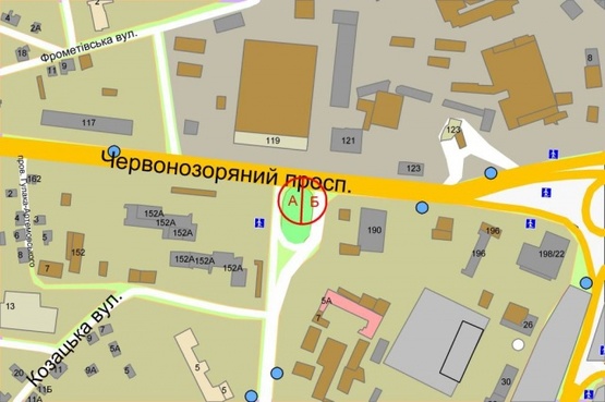 Схема рекламной плоскости по адресу Валерия Лобановского (Краснозвездный) проспект / Демеевская ул.