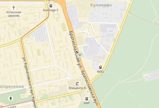 Схема рекламної площини за адресою Братиславская ул. 52, от рынка "Троещина"