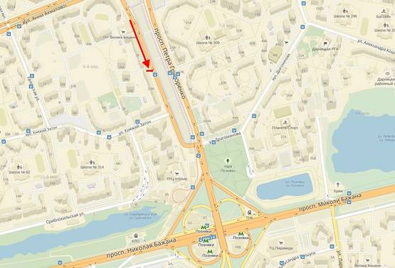 Схема рекламной плоскости по адресу Григоренка пр., 30