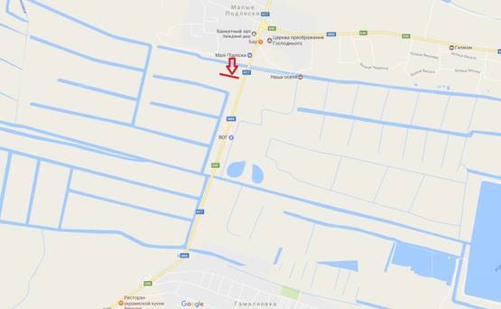 Схема рекламної площини за адресою Об'їзна М-06, Київ-Чоп, на виїзді з с.Малі Підліски в сторону Львова