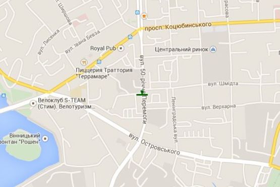 Схема рекламной плоскости по адресу 50-річчя Перемоги бульв., 36 (ринок "Світанок")