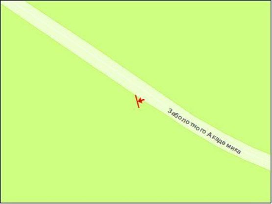 Схема рекламной плоскости по адресу Заболотного ул., 1360м от ул. Ак. Лебедева в напр. Одесской пл