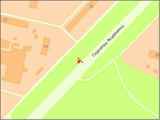 Схема рекламної площини за адресою Глушкoва пр., 34